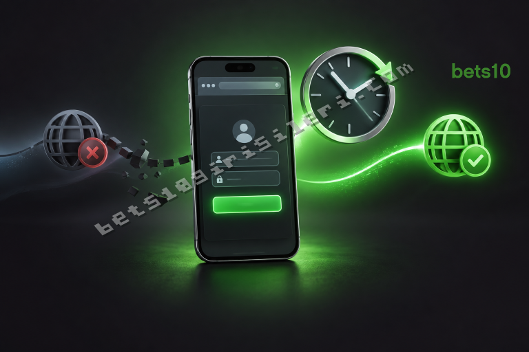 Koyu zeminde yeşil bağlantı ışığıyla çevrelenen telefon ve saat simgesi, bets10 giriş hatası için cihaz zamanı kontrolünü betimliyor.
